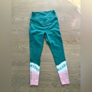 Victoria's Secret PINK athletic leggings green white pink tie-dye size small